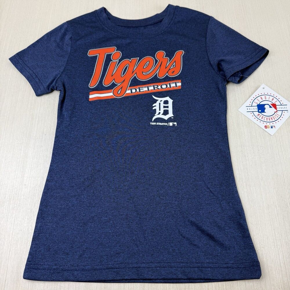 Detroit Tigers T Shirt Girls Small 6/6X MLB NWT Genuine Merchandise Blue
